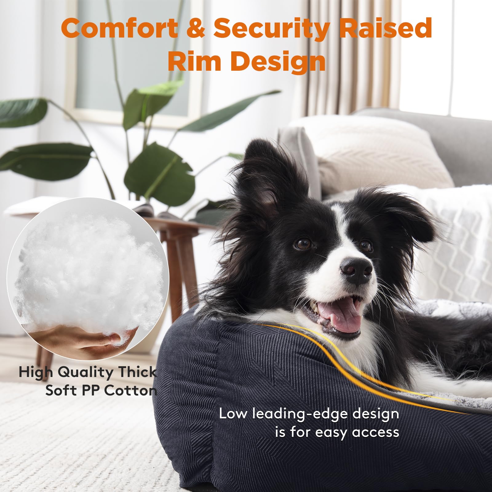 GASUR dog bed interior with lamb fleece for warm, comforting sleep.