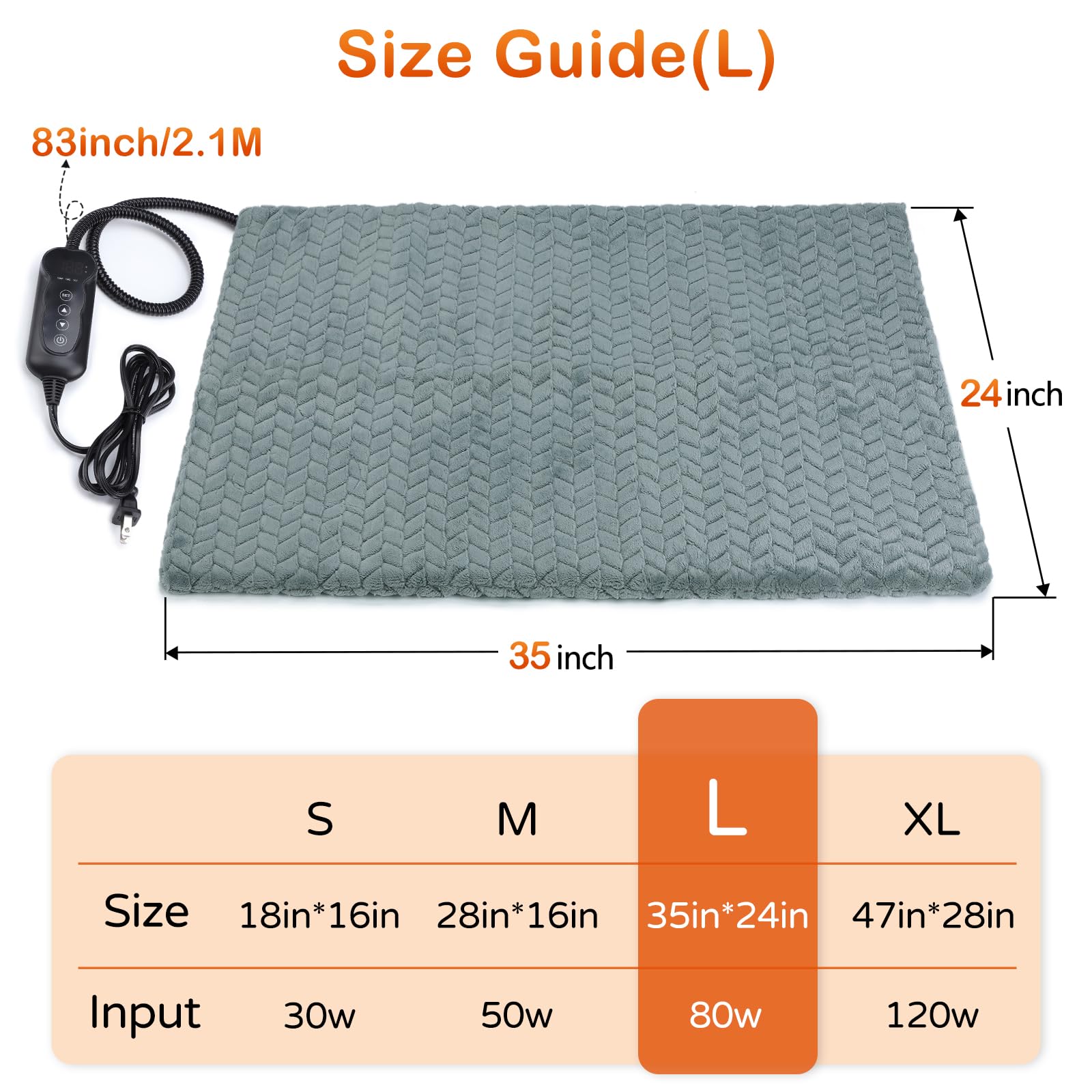 GASUR large 35x24-inch pad offers roomy warmth.