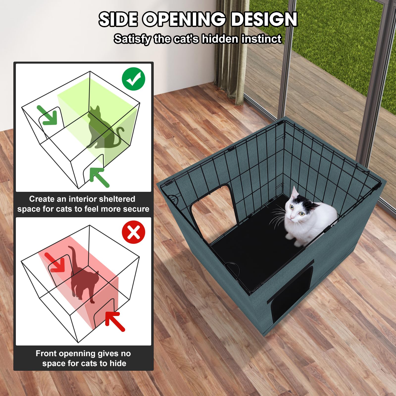 GASUR raised base keeps felines above cold ground for dry, comfortable shelter