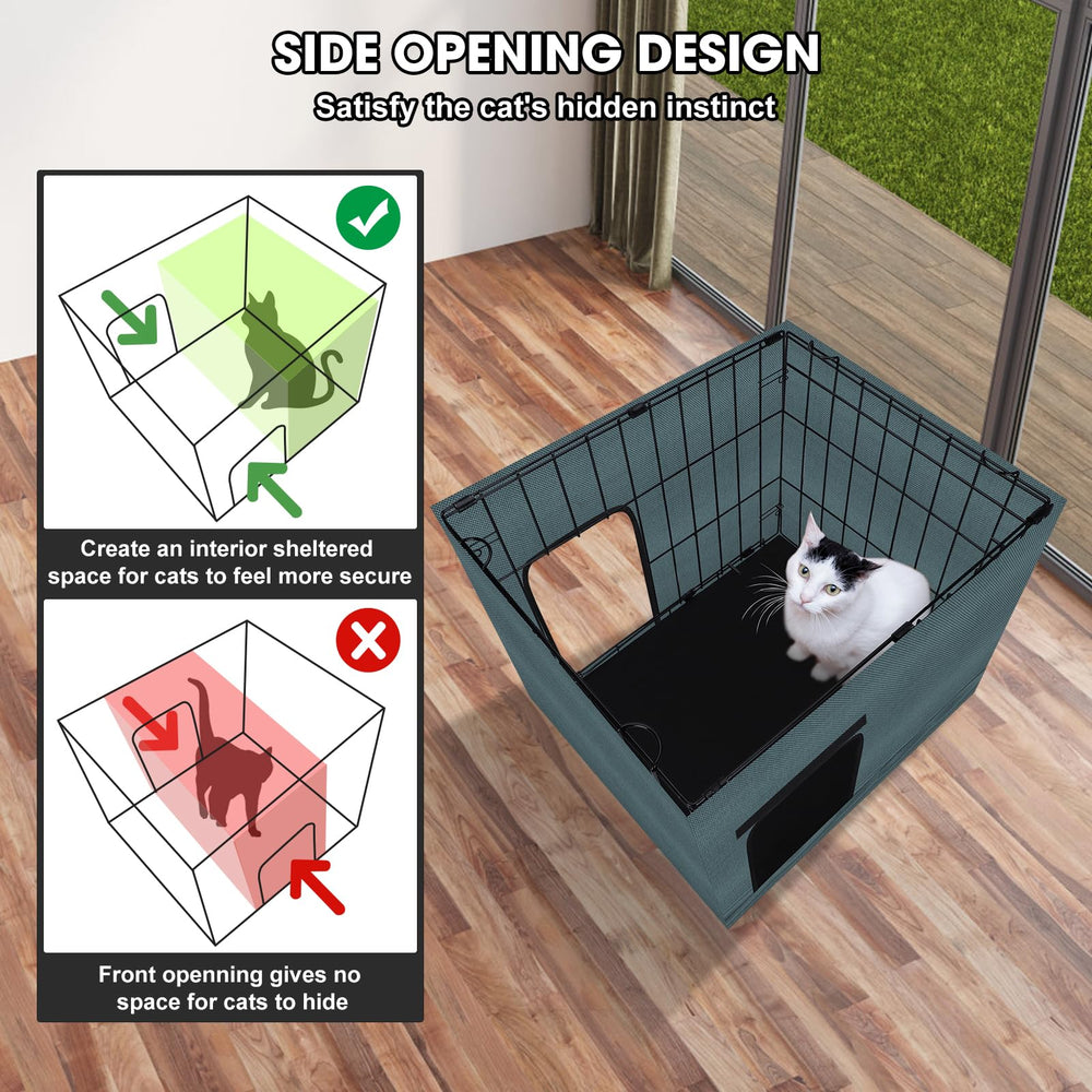 GASUR raised base keeps felines above cold ground for dry, comfortable shelter