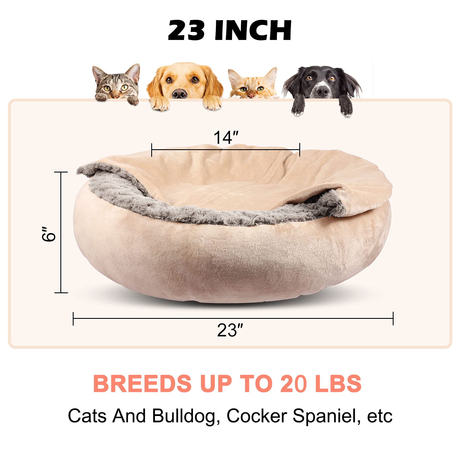 GASUR small bed suited for dogs and cats up to 20 lbs inside.