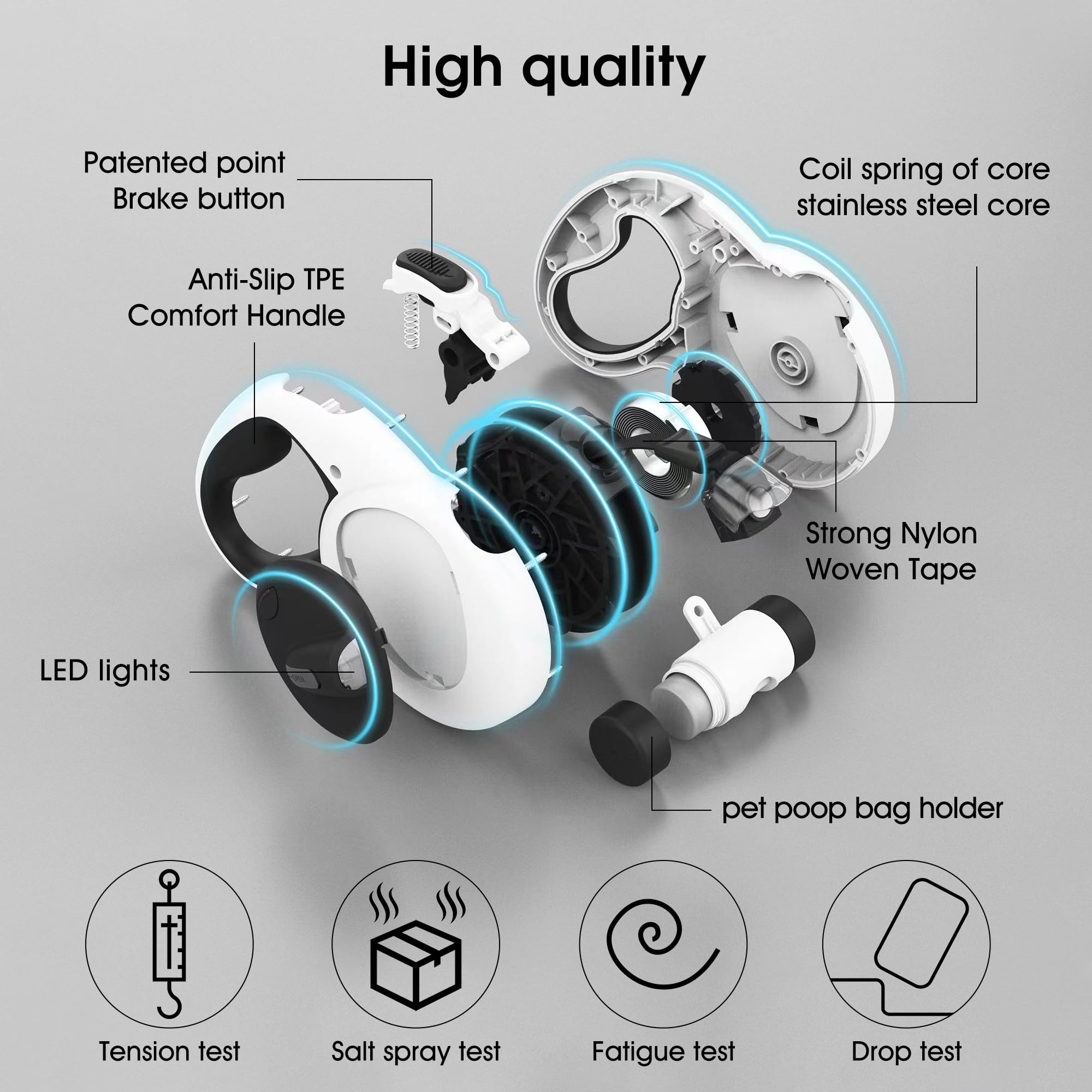 Gauzi retractable dog leash with LED light for safe nighttime walks