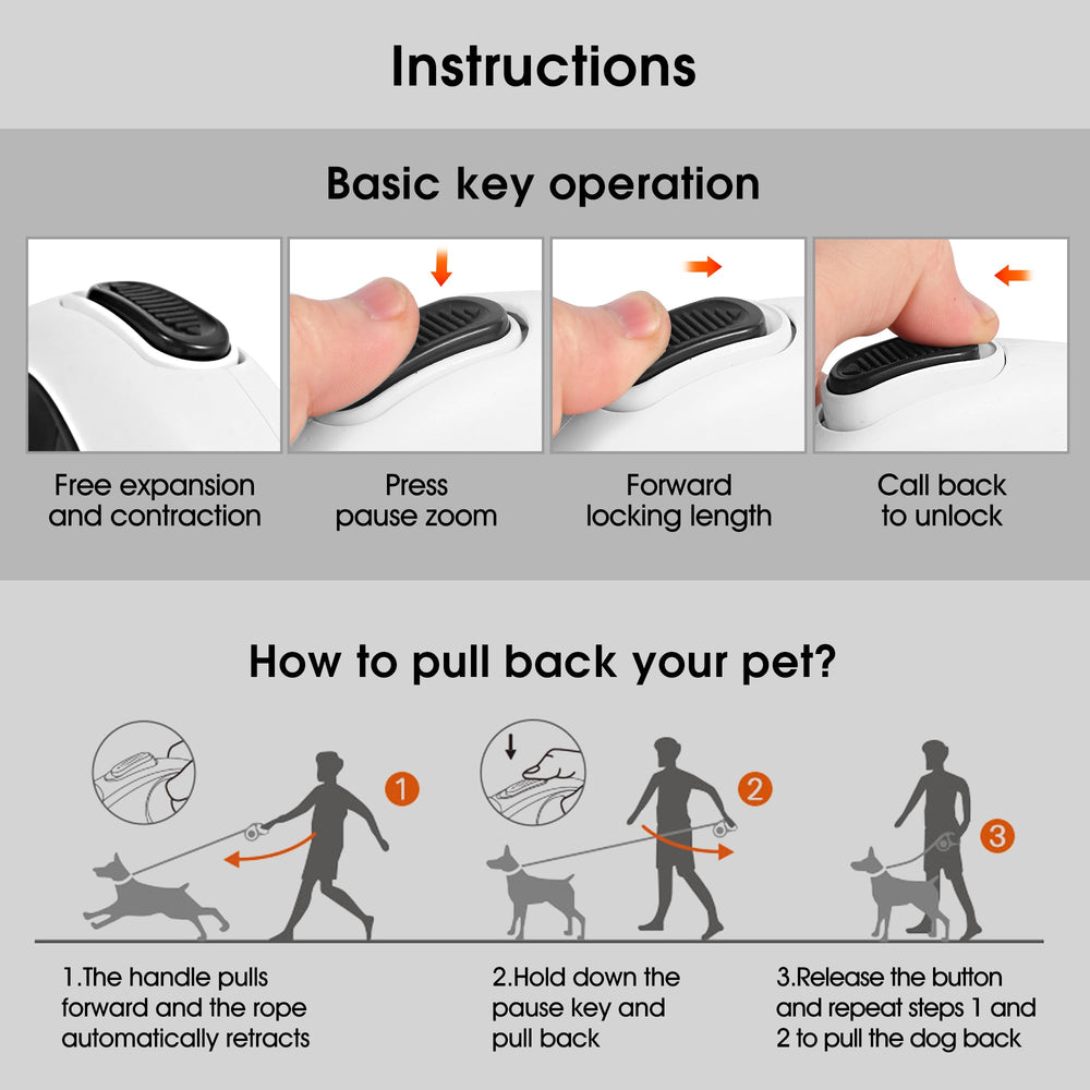 Gauzi retractable dog leash with soft grip handle for comfortable control