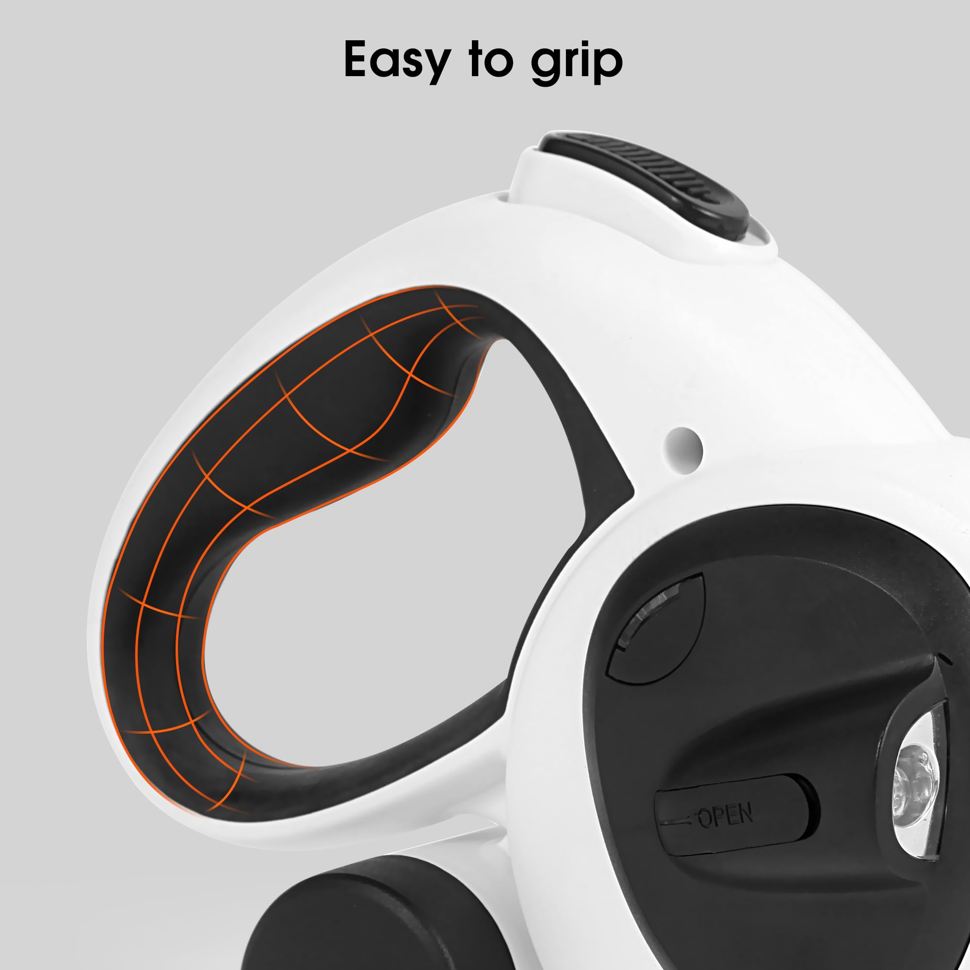 Gauzi retractable dog leash with no jam U shaped outlet for smooth retraction