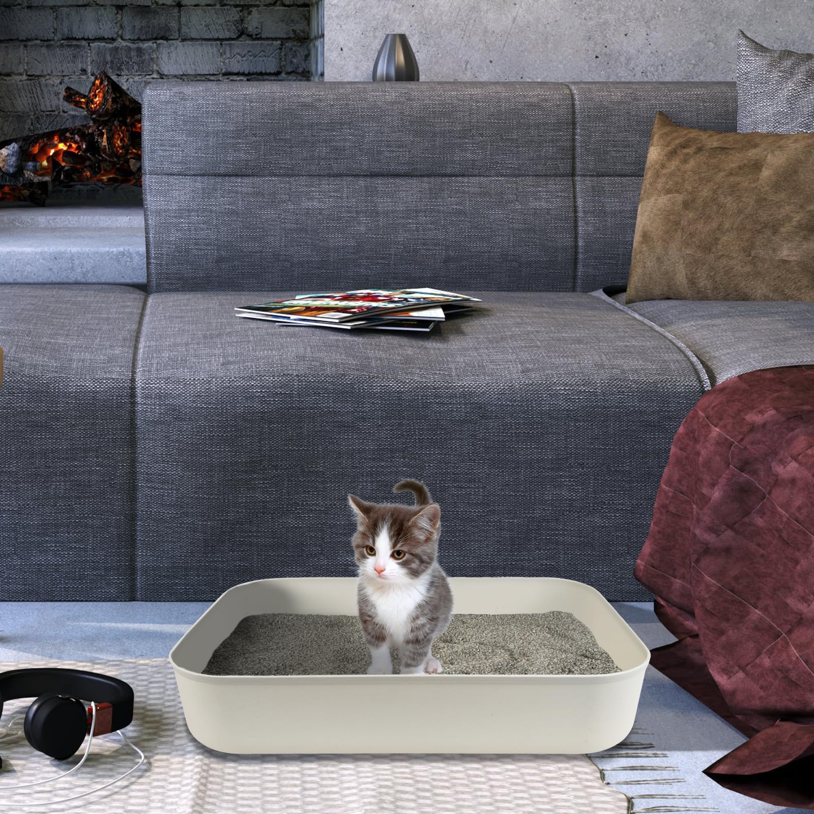 GCVOPTON small litter box stackable design for multi-cat households.