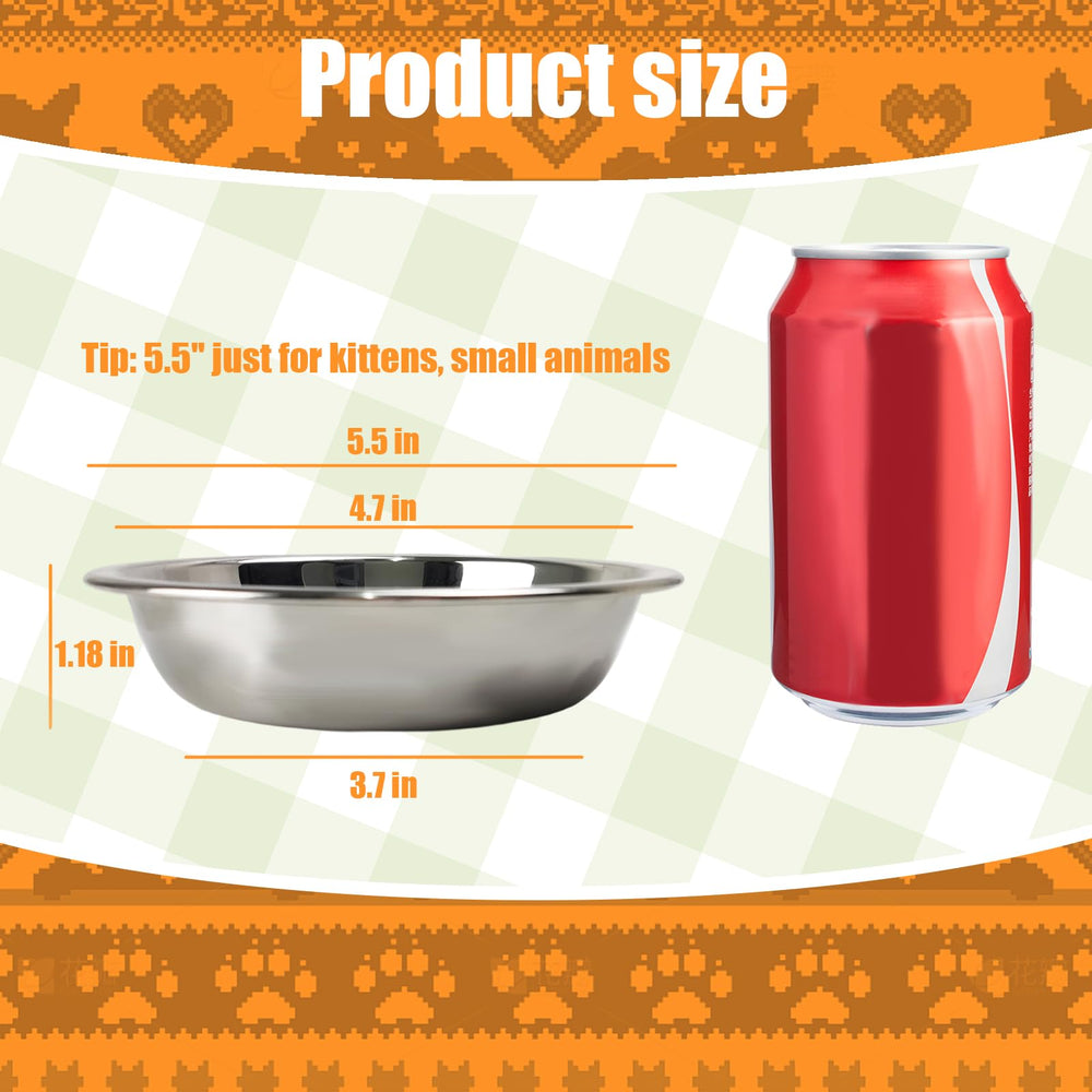 GCVOPTON shallow stainless bowl eases whisker contact during meals.