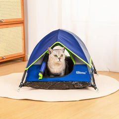 GDanes Blue Cat Tent inside soft pad provides warm comfort for lounging.