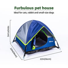 GDanes Blue Cat Tent with zippered door lets pets enter and exit easily.