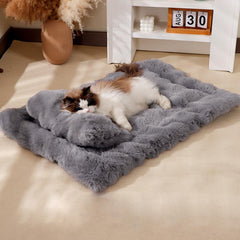 GDCARSL cat bed mat gray faux fur close-up showing plush warmth for cozy naps