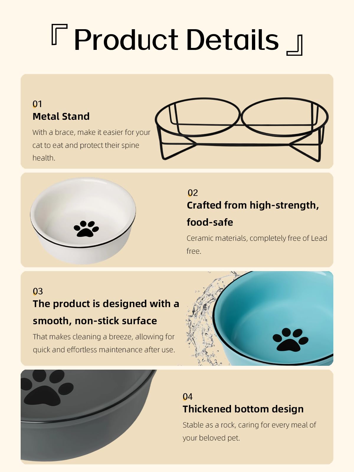 GDCZ 15-ounce bowls provide steady portions for small cats.