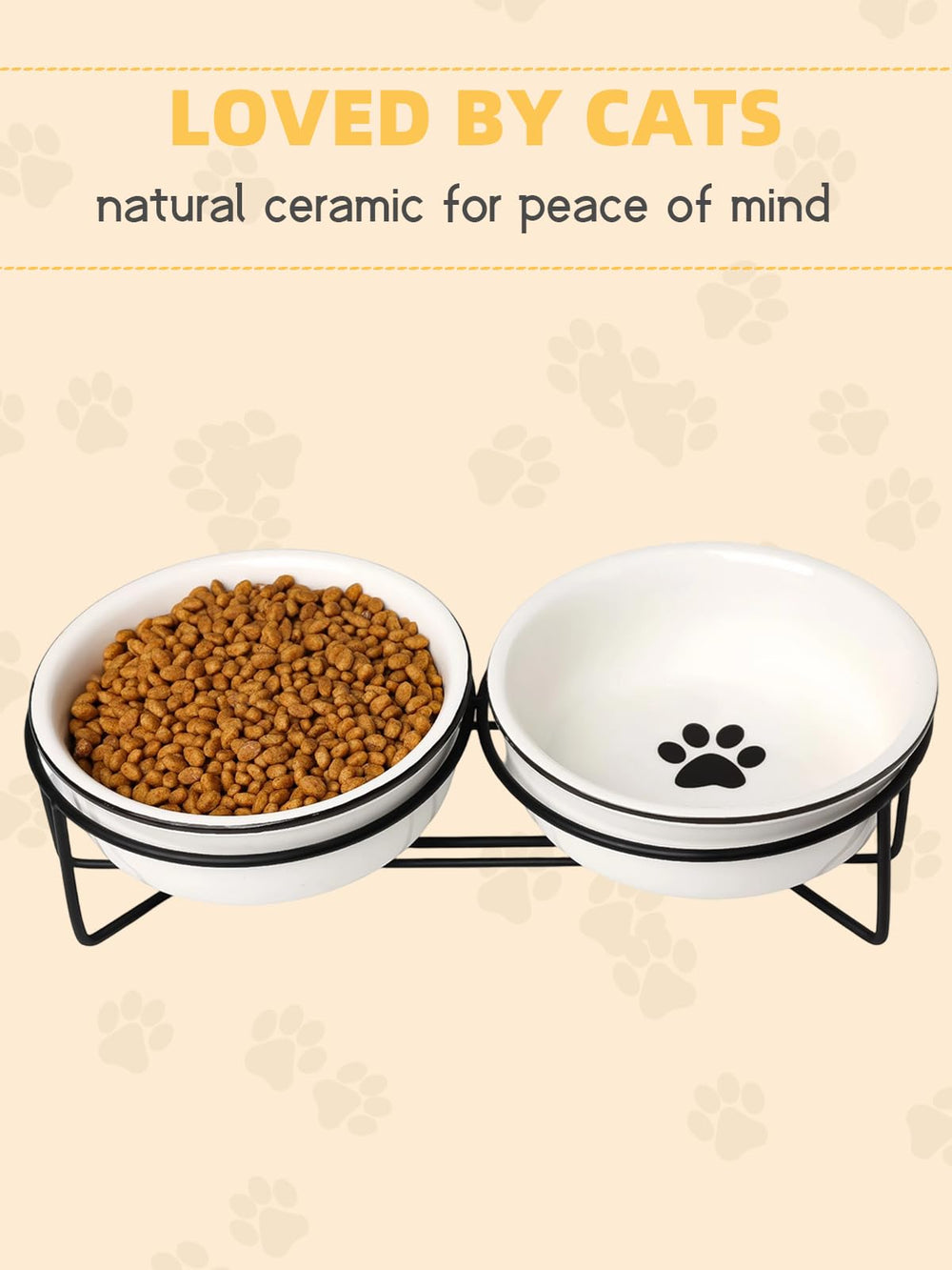 GDCZ ceramics raised cat bowls close-up shows glazed ceramic finish easy cleaning