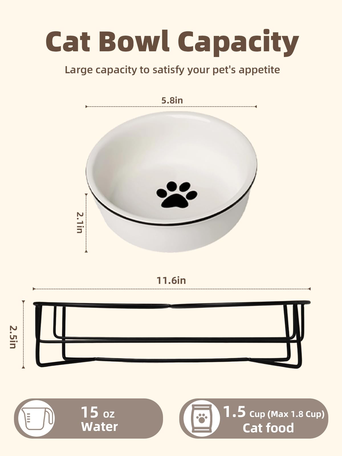 GDCZ ceramics raised cat bowls dual-bowl design keeps food and water handy