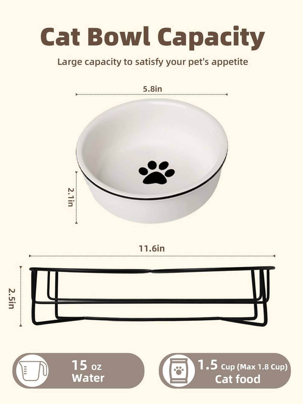 GDCZ ceramics raised cat bowls dual-bowl design keeps food and water handy