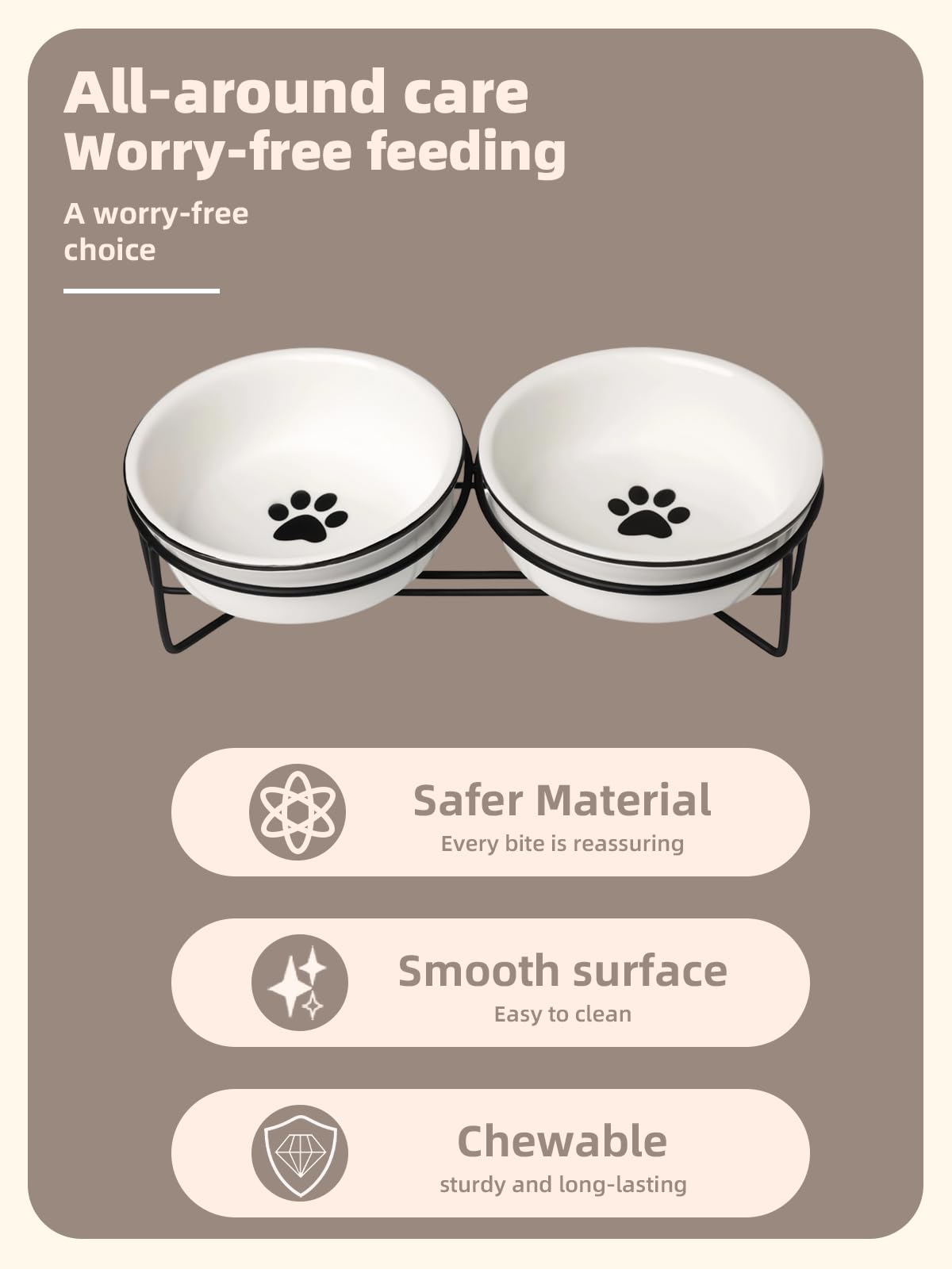 GDCZ ceramics raised cat bowls heightened design reduces neck strain during meals