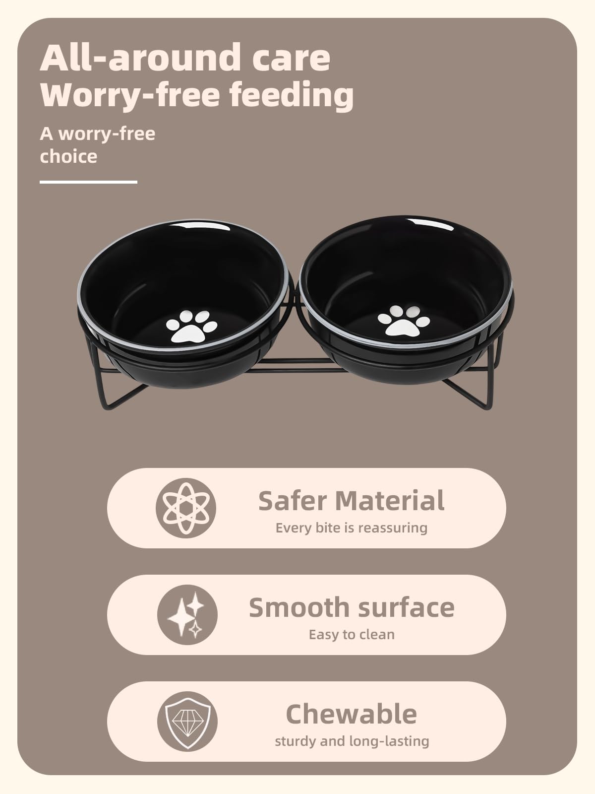 GDCZ dual-bowl design keeps water and food neatly separated.