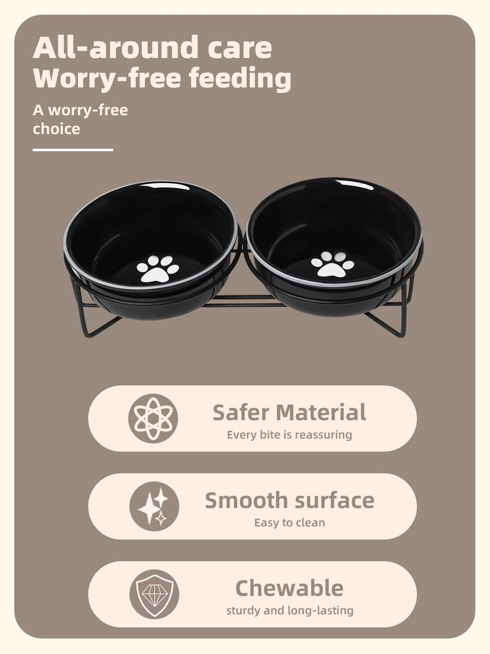 GDCZ dual-bowl design keeps water and food neatly separated.