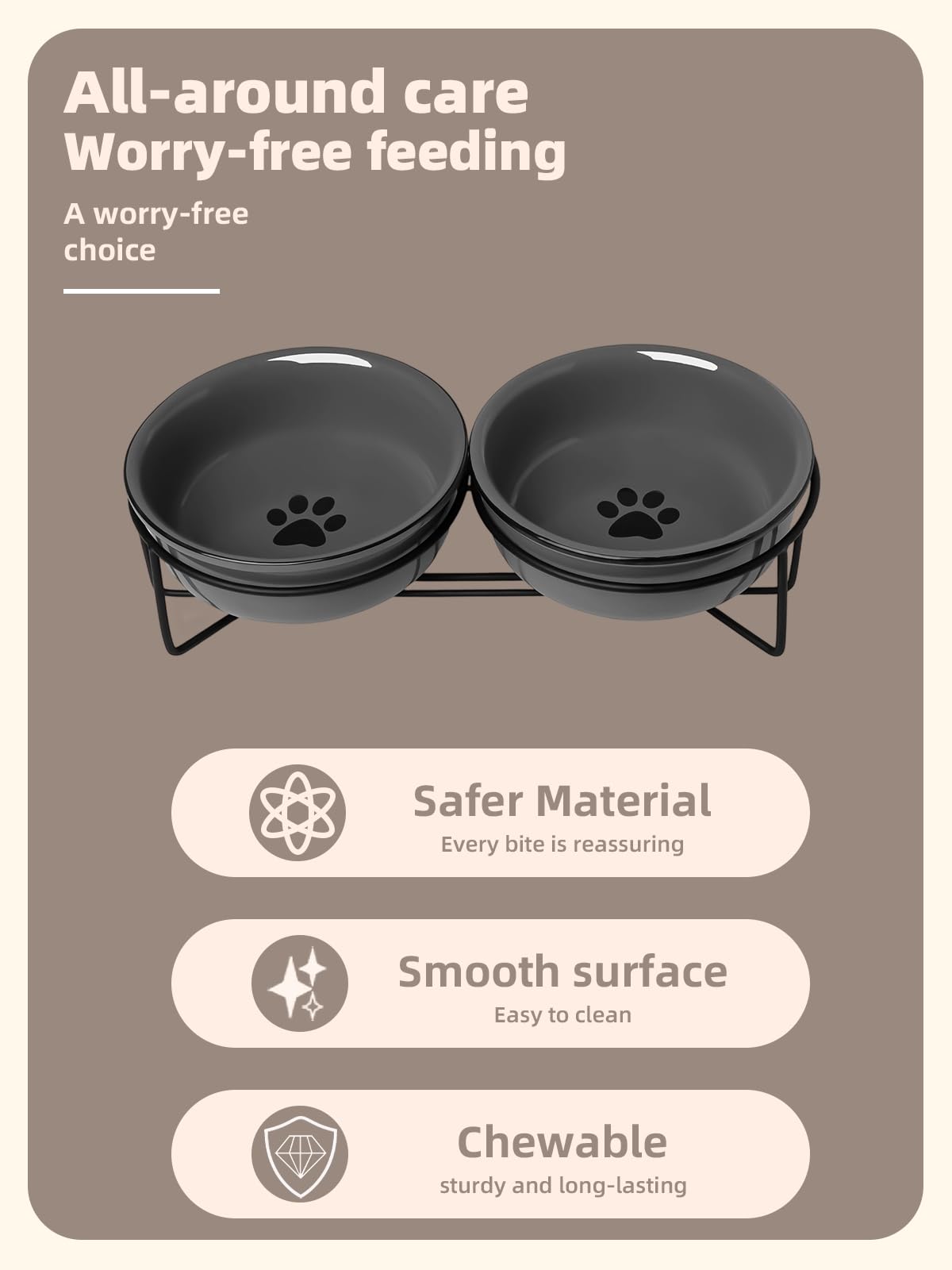 GDCZ heightened-iron-frame elevates bowls to reduce neck strain during meals.