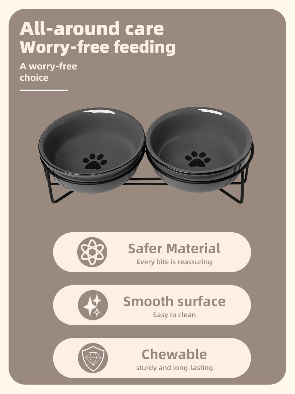 GDCZ heightened-iron-frame elevates bowls to reduce neck strain during meals.