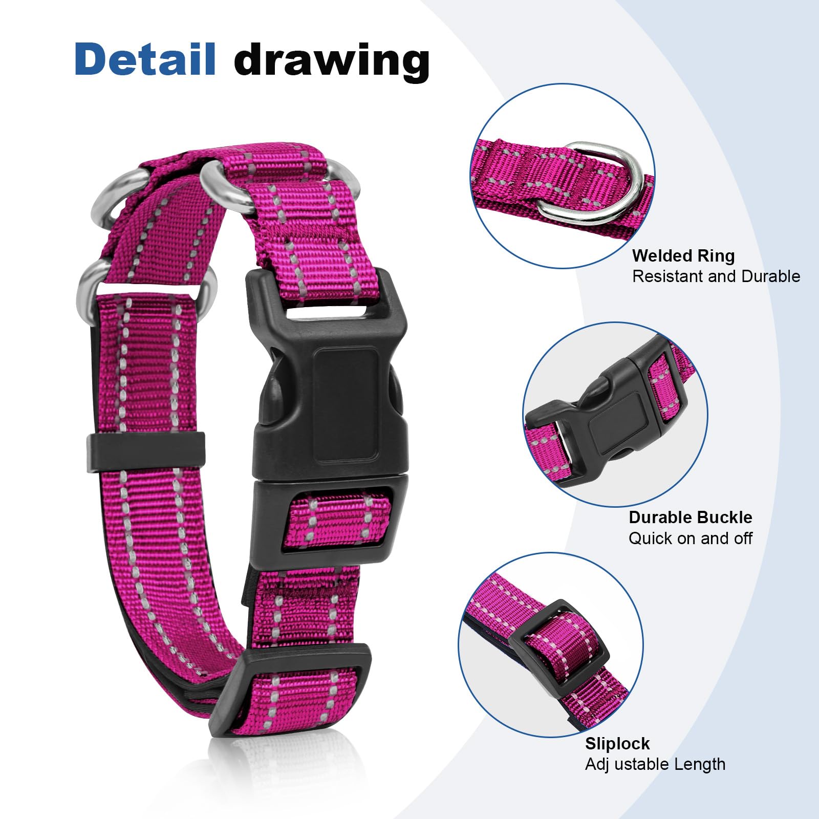 GDLKPS Reflective Martingale Collar adjustable strap ensures a secure fit for dogs.