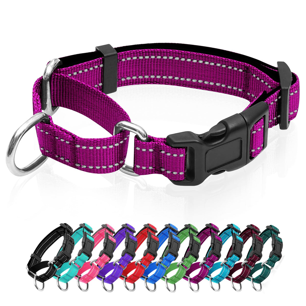 GDLKPS Reflective Martingale Collar buckle closeup showing durable hardware for daily training.