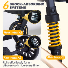 GdnWings stroller wheels with shock absorption deliver smooth rides on varied terrain.