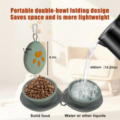 Gdsun collapsible dog bowls with dual compartments keep food and water separated.