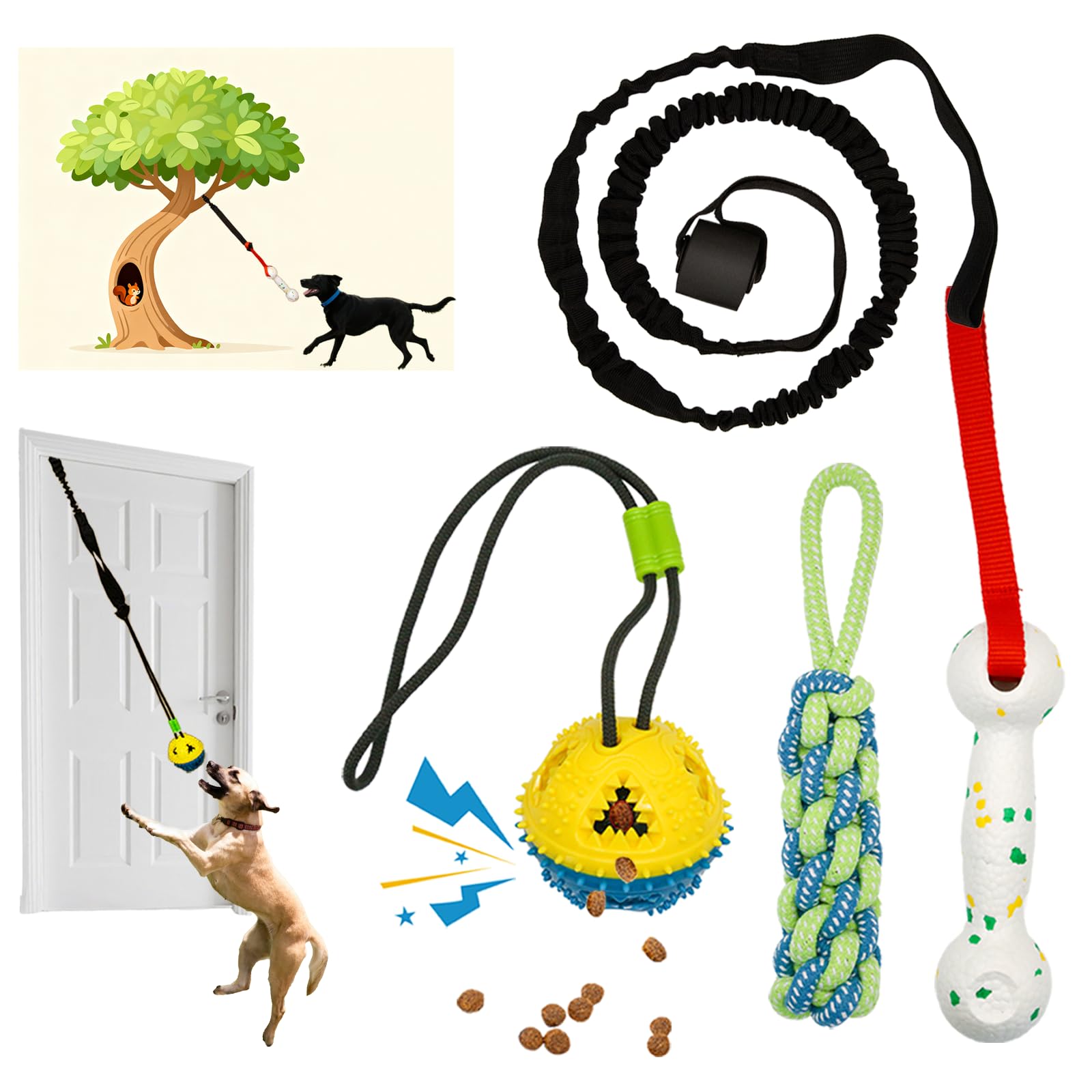 GDuolaPaws dog bungee tug over door frame for durable indoor play.
