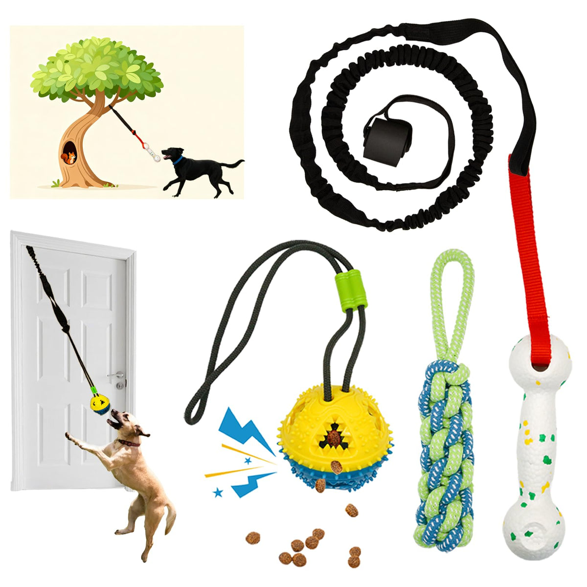 GDuolaPaws dog bungee tug over door frame for durable indoor play.