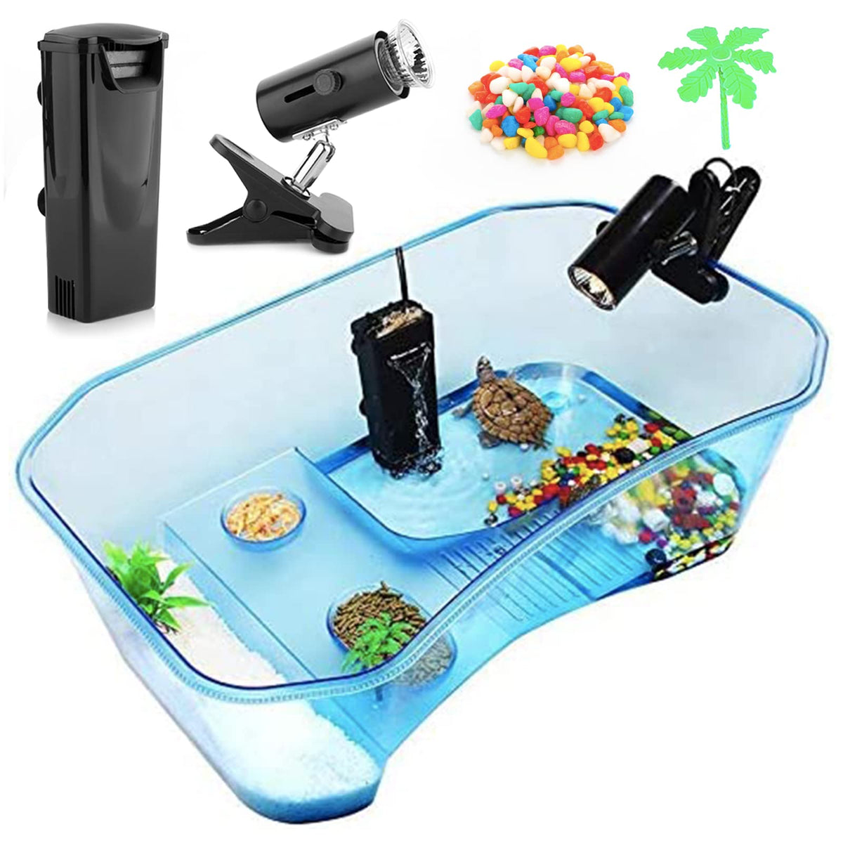 Geegoods turtle tank with filter highlights compact habitat ideal for small turtles