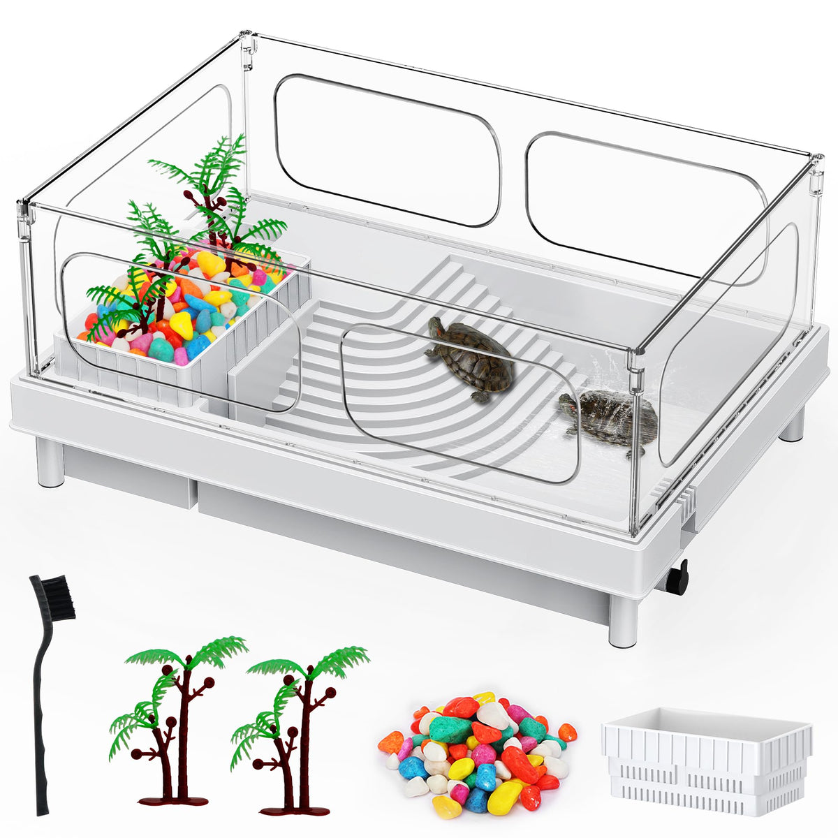Geegoods Turtle Tank with basking platform for safe sunning and enrichment
