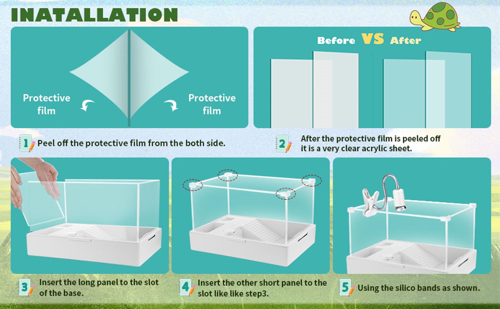 Geegoods Turtle Tank Kit multi use setup suitable for turtles and small aquatic pets