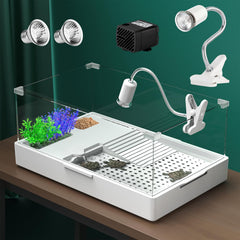 Geegoods Turtle Tank Kit overview shows clear acrylic habitat for observation