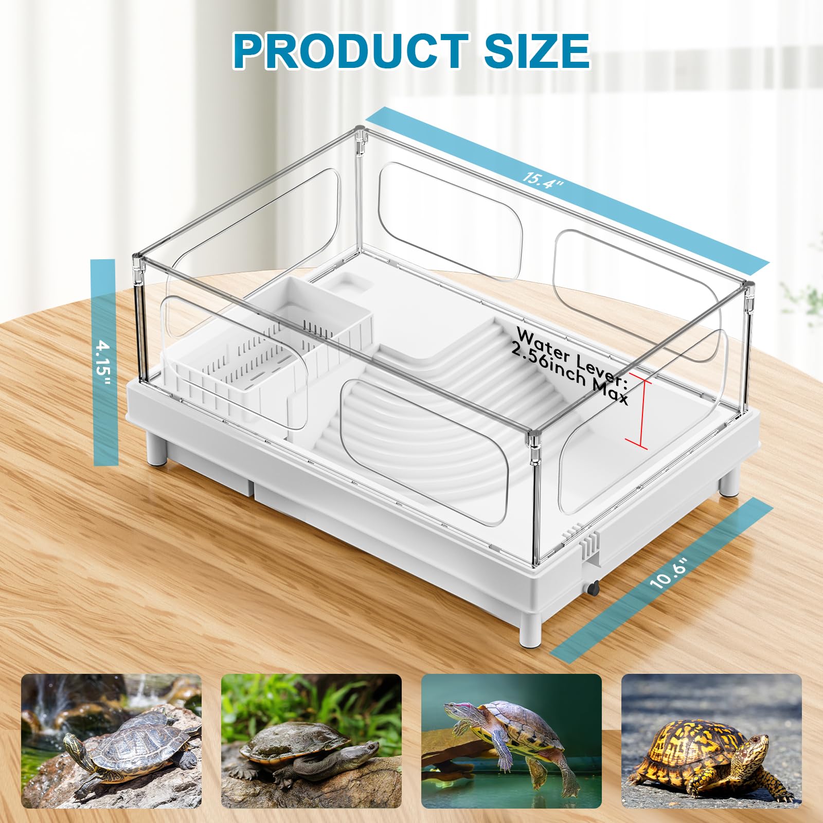 Geegoods Turtle Tank multi-area design supports swimming, climbing, and feeding