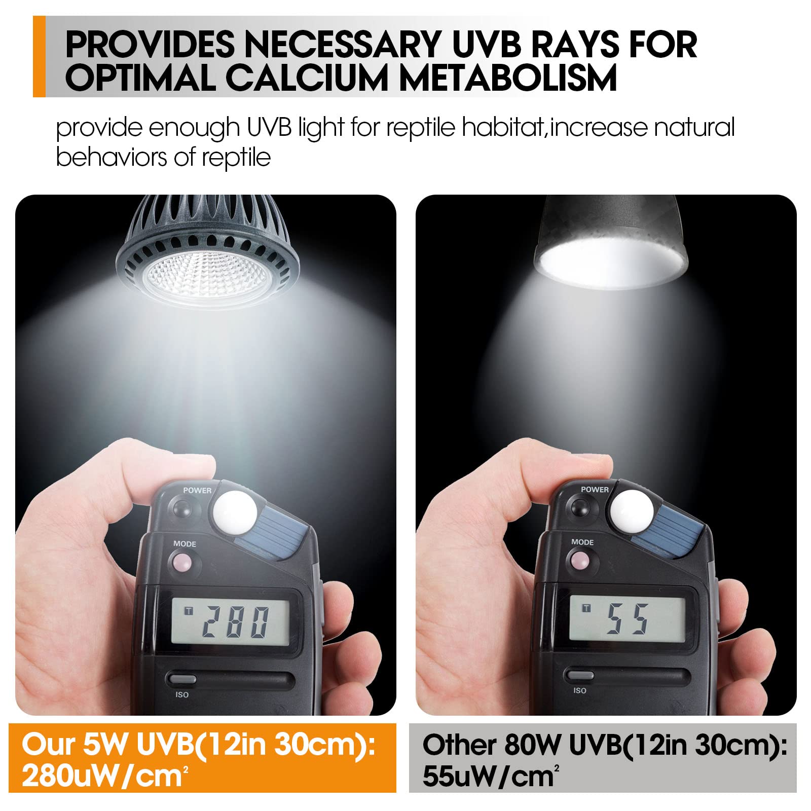 GeeKoit UVB light in use inside a bearded dragon tank for desert-style exposure.