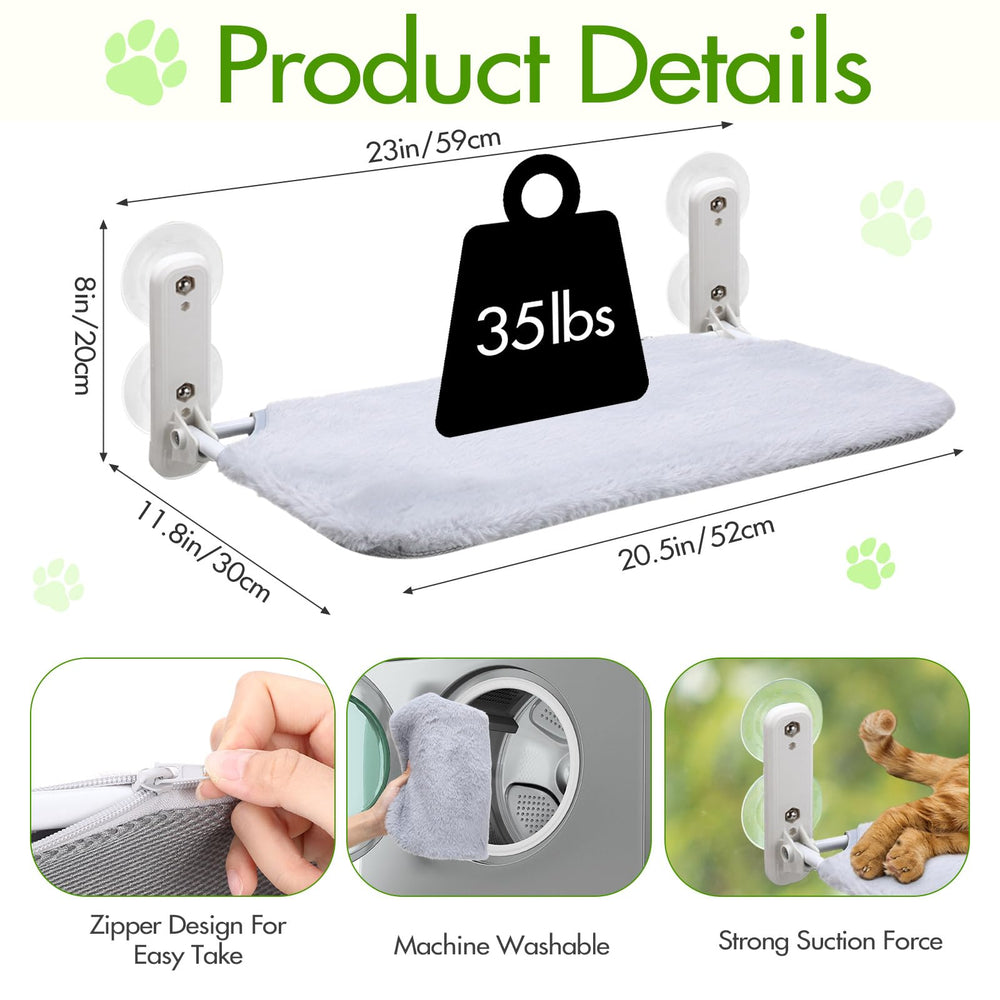 Geelin sturdy stainless frame cat window hammock with strong suction cups on glass