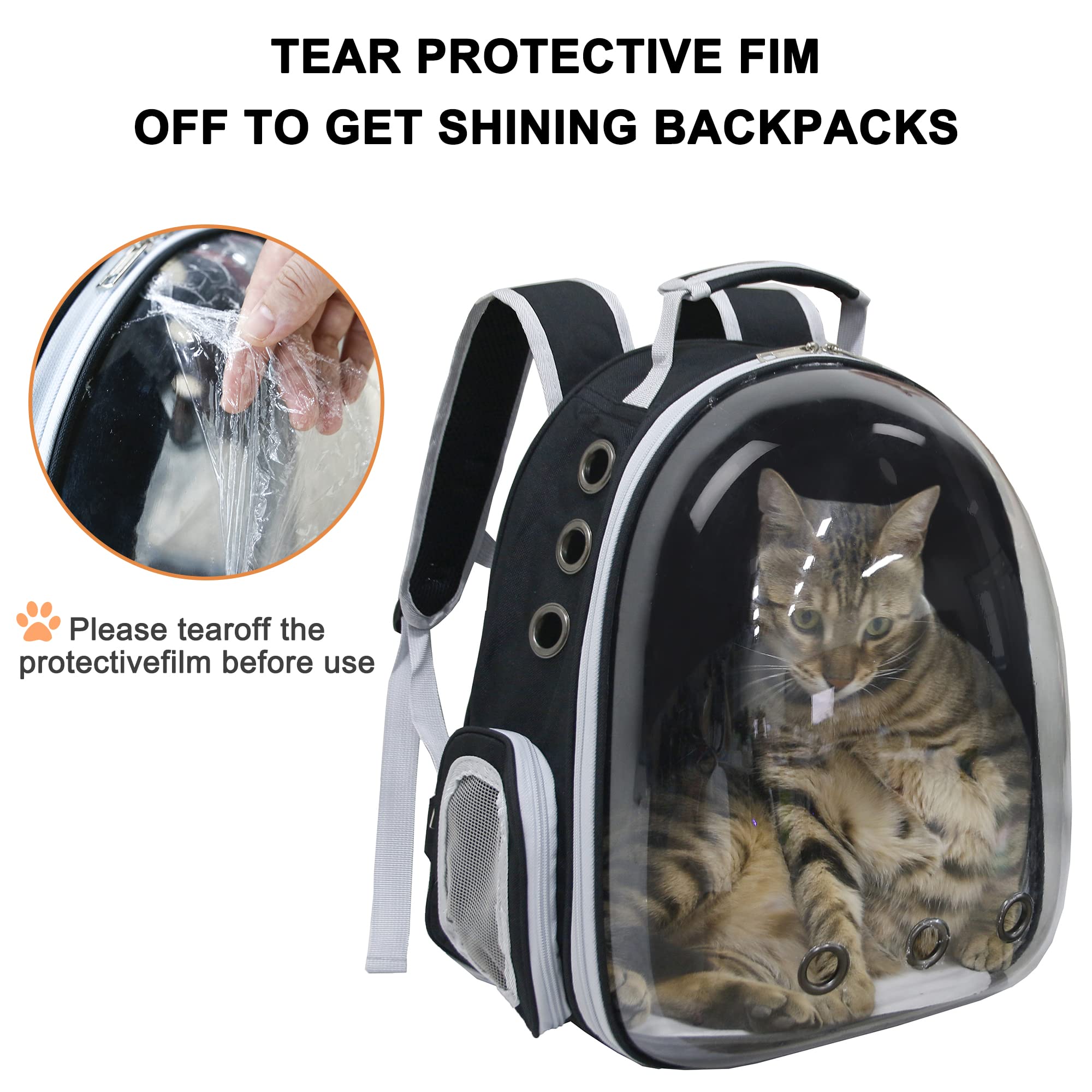 GeerDuo Cat Backpack showing airflow holes for breathable comfort on outdoor trips.