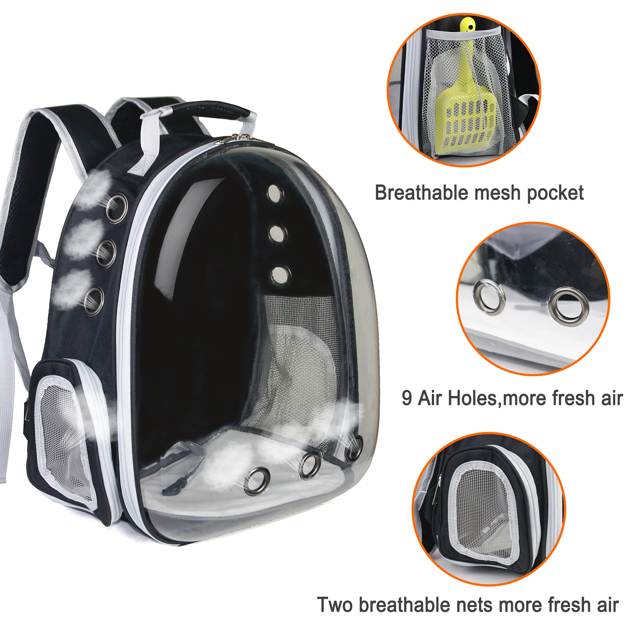 GeerDuo Cat Backpack transparent window allows pet viewing during travel.