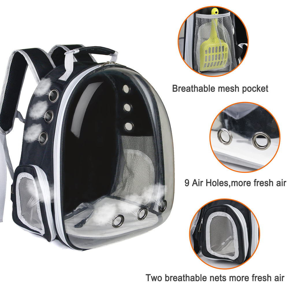GeerDuo Cat Backpack transparent window allows pet viewing during travel.
