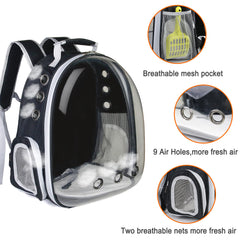 GeerDuo Cat Backpack transparent window allows pet viewing during travel.