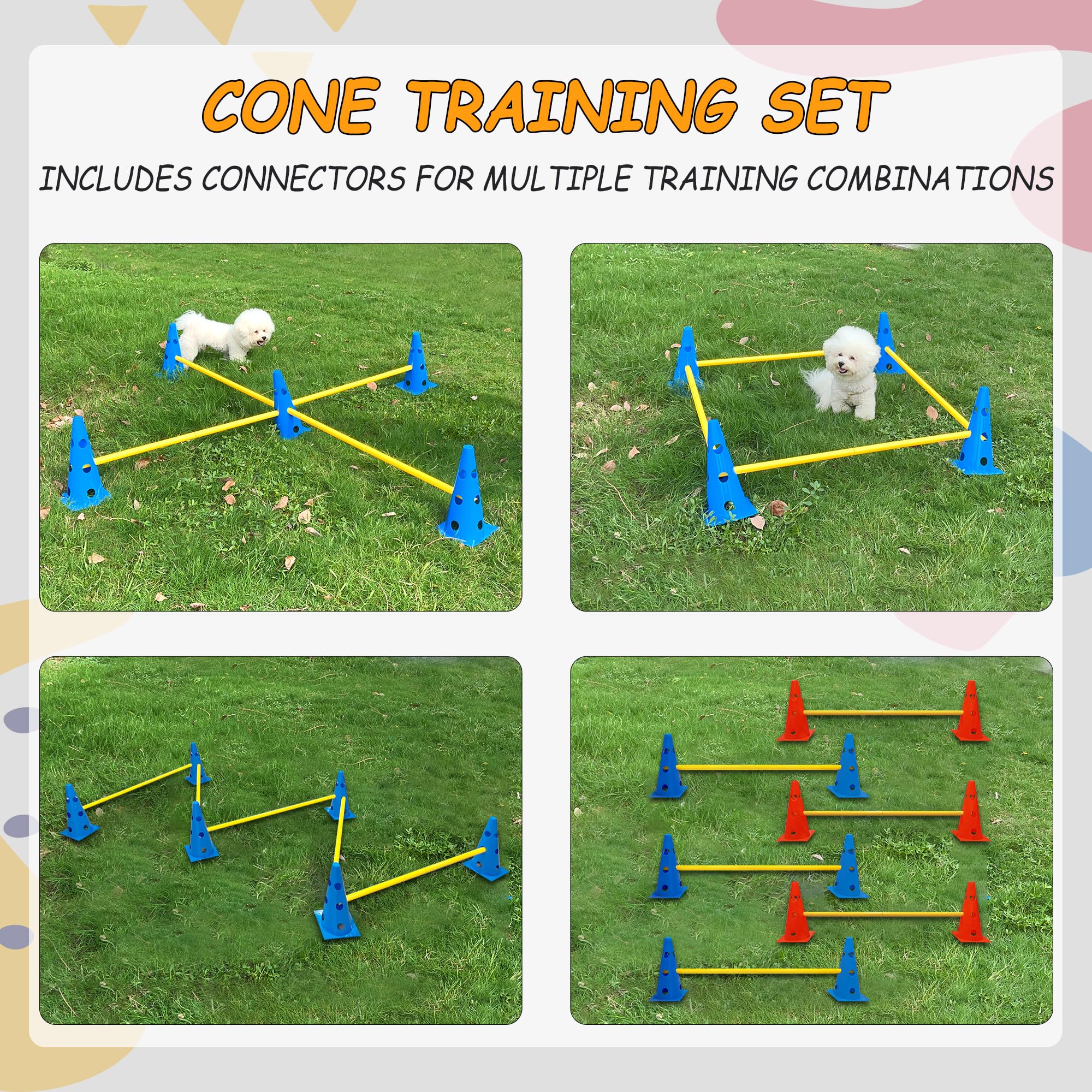 GeerDuo dog agility cones top view highlights color cues for focus.