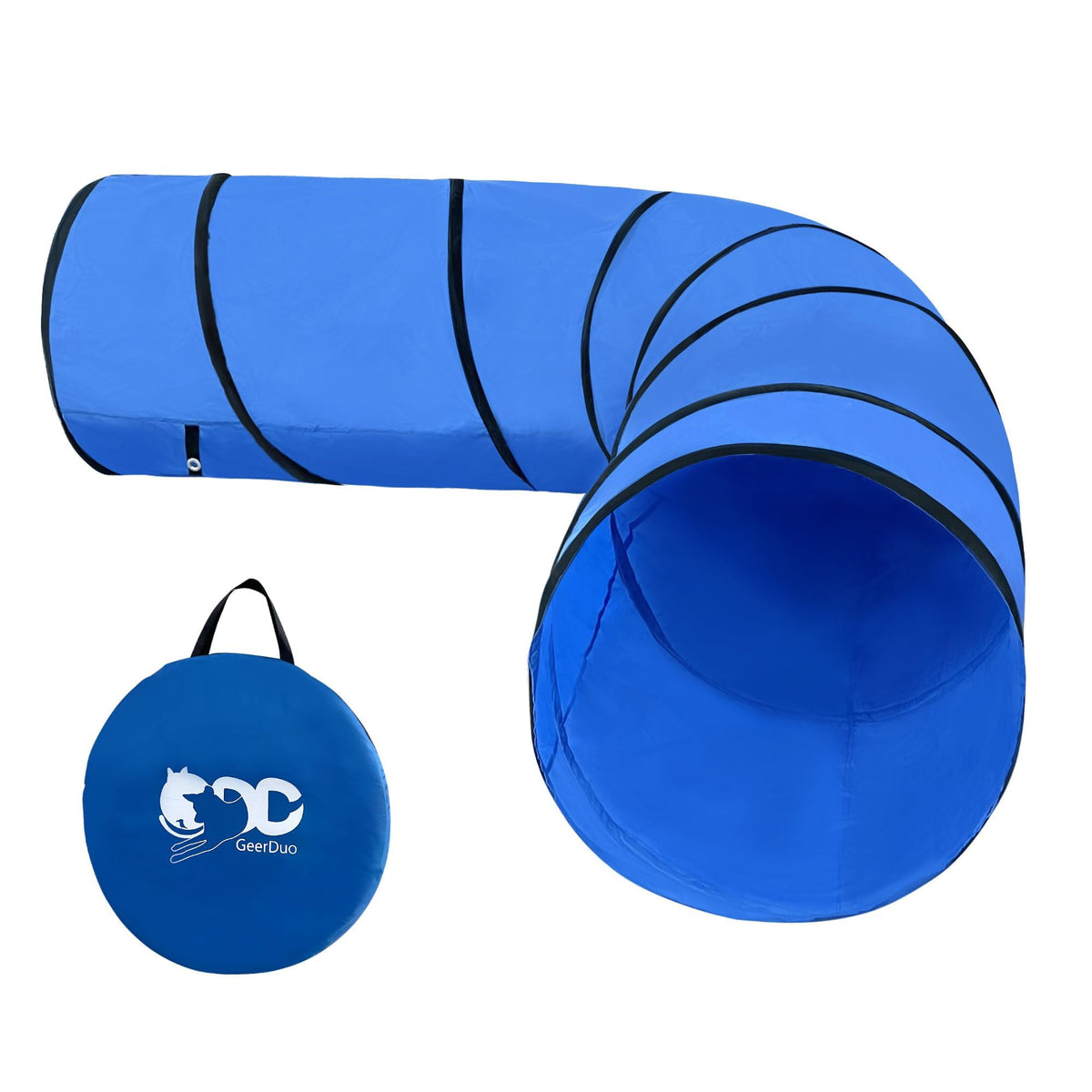GeerDuo dog agility tunnel 10ft setup enables versatile indoor sessions.