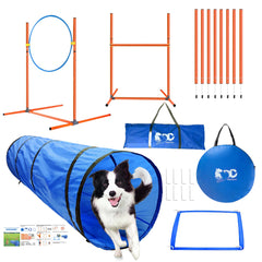 GeerDuo dog agility tunnel blue, indoor or outdoor training sessions ready.