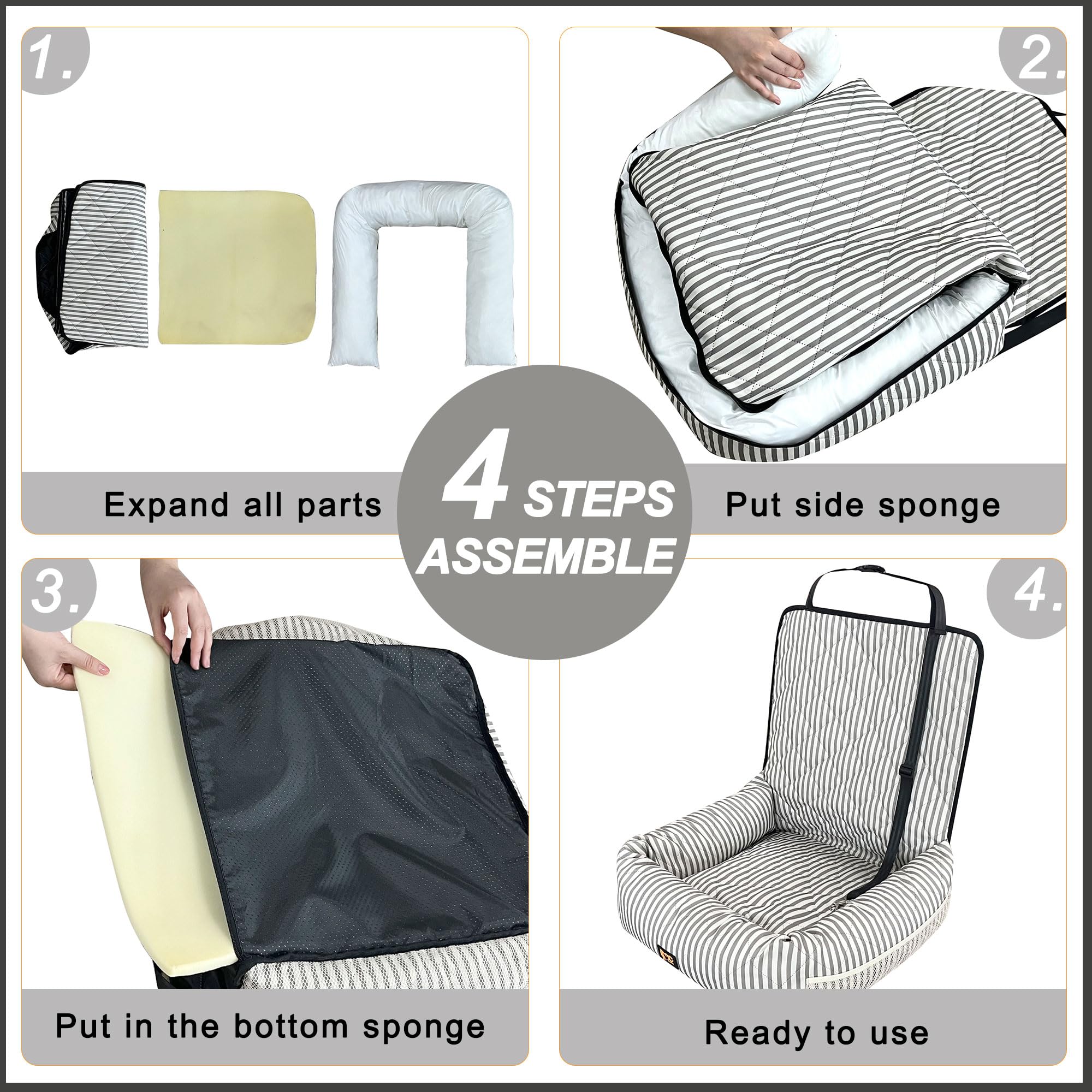 GeerDuo dog car seat safety buckles highlight secure strap system.
