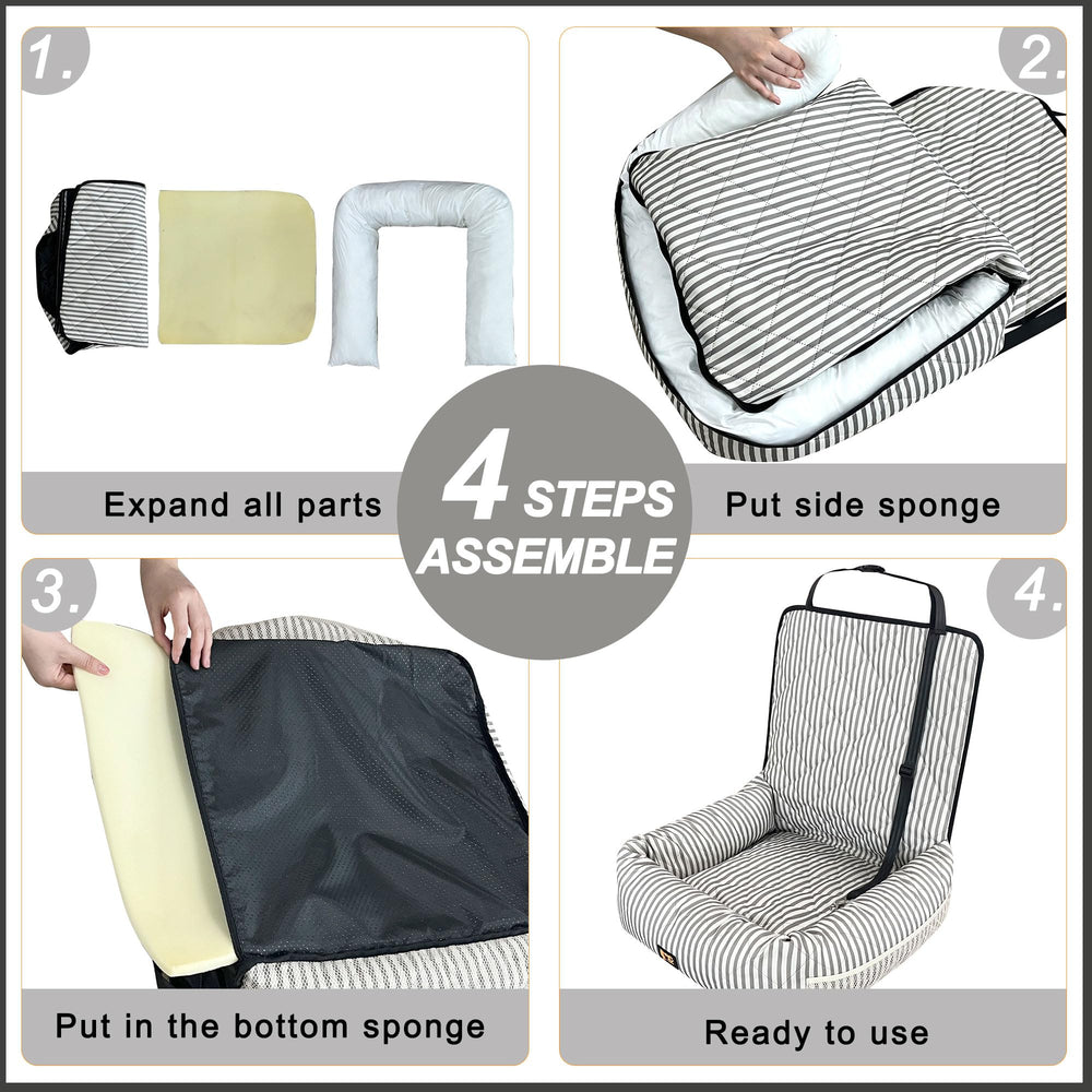 GeerDuo dog car seat safety buckles highlight secure strap system.