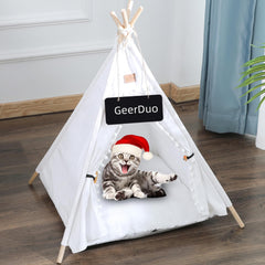 GeerDuo Pet Teepee canvas frame provides a sturdy cozy den for small pets.
