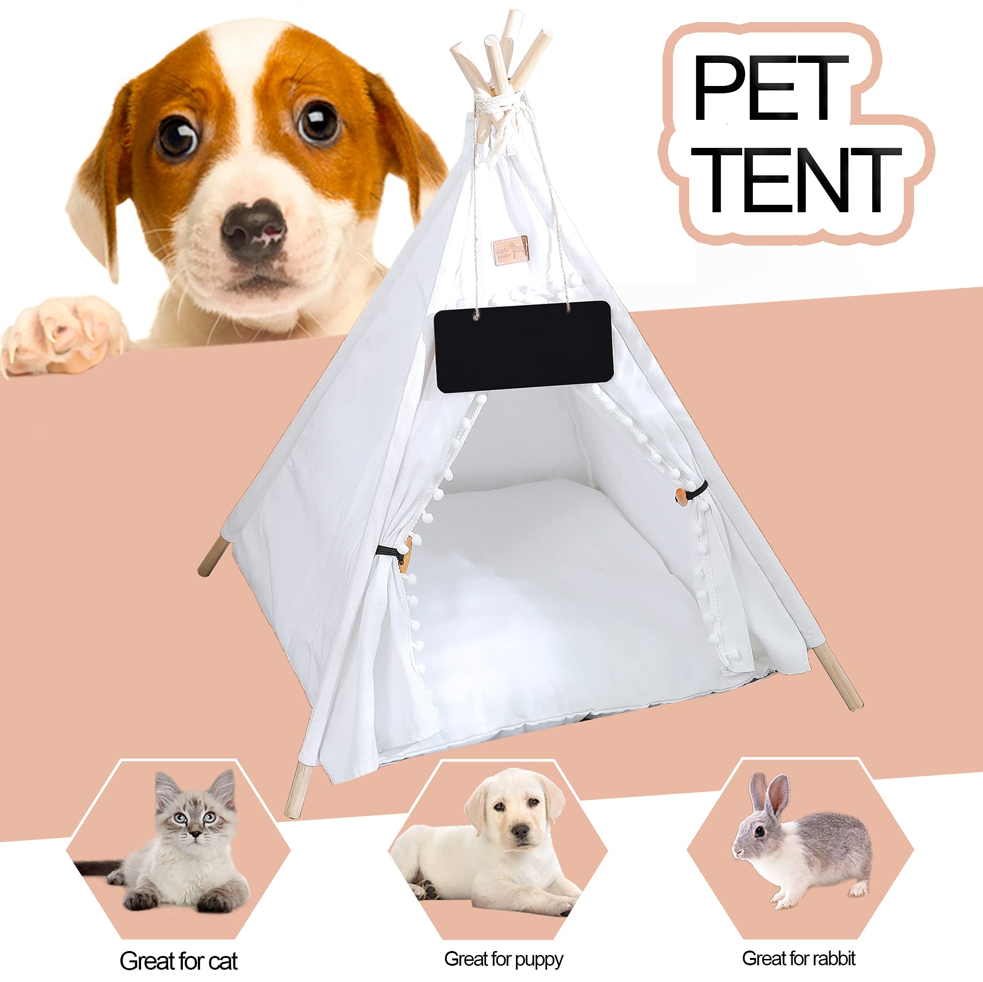 GeerDuo Pet Teepee cushion detail offers soft, washable comfort for napping pets.