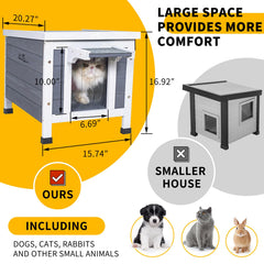 GEGURI Outdoor Cat House elevated floor keeps interiors dry and comfortable.