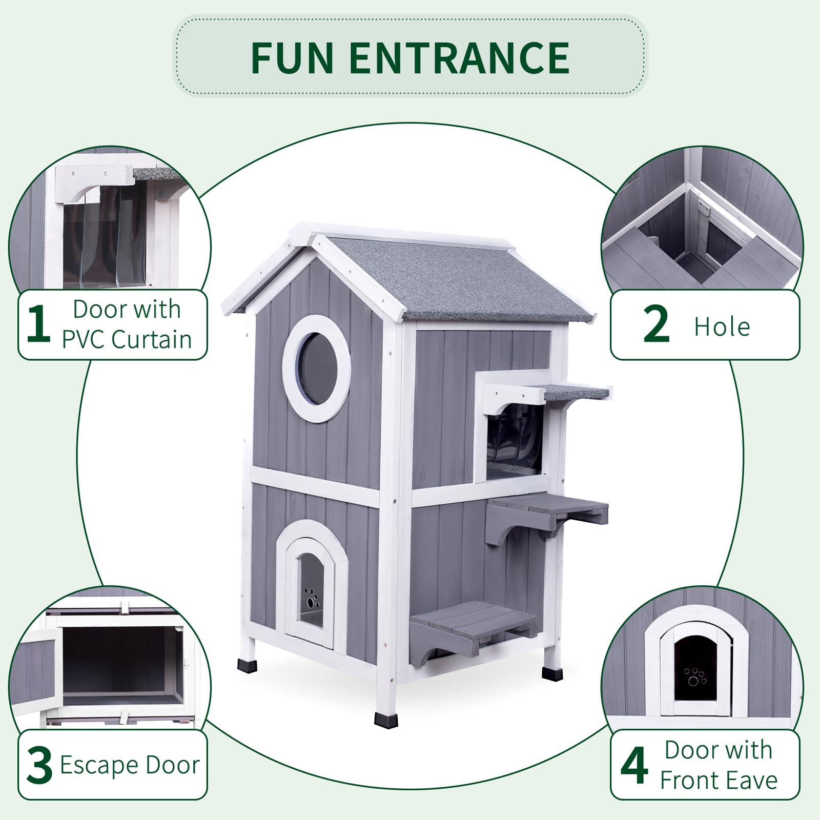 GEGURI escape door at back adds a safety option during outdoor use