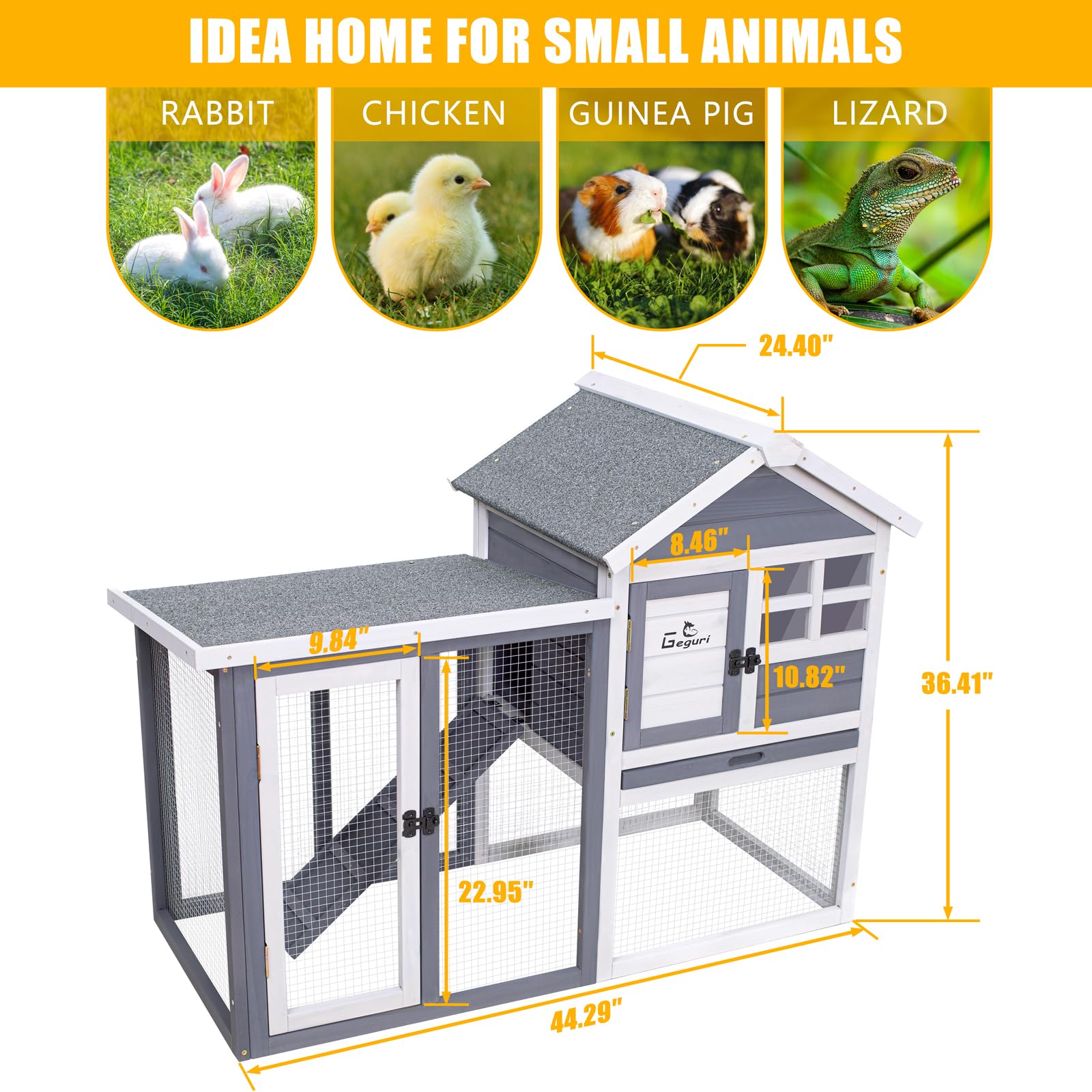 GEGURI large rabbit hutch cedar-construction highlights durable wood.