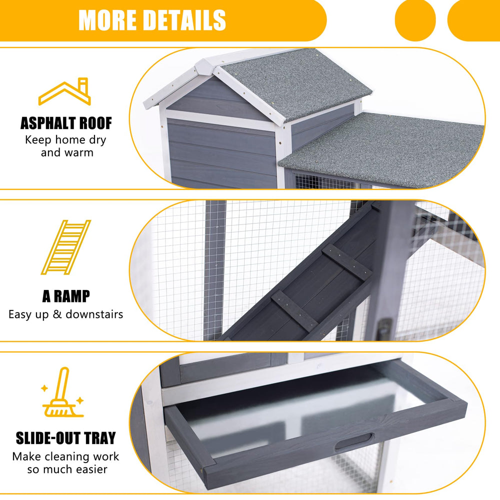GEGURI rabbit hutch leakproof-tray shows easy cleaning and mess containment.